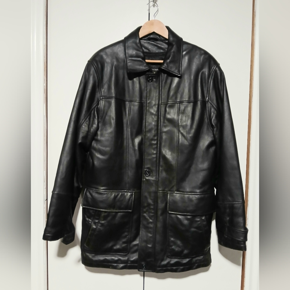 Boulevard Club Men's Black Leather Jacket Thinsulate Insulated Removable Liner M